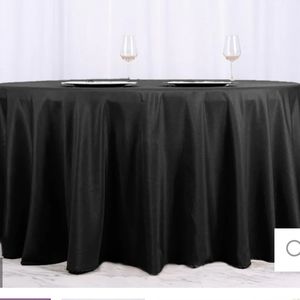 120"   2x Black Polyester Round Tablecloth x 2